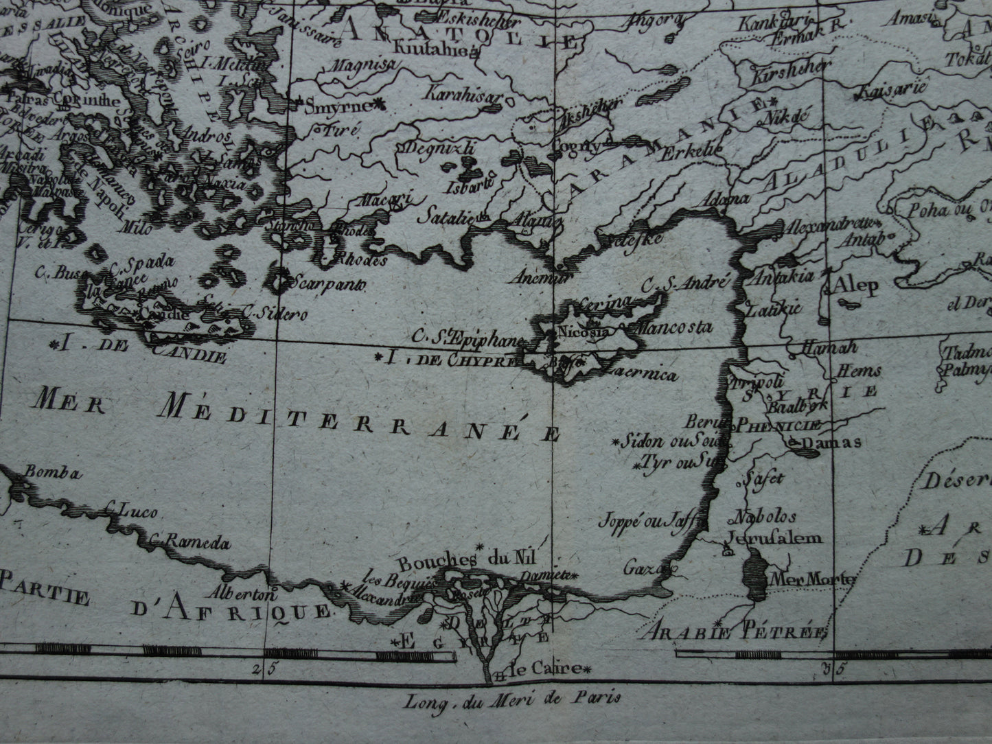 1780 Alte Karte des Osmanischen Reiches Original antike Karte Türkei – Raynal Bonne La Turquie d'Europe et celle d'Asie hors la partie situee dans l'Arabie