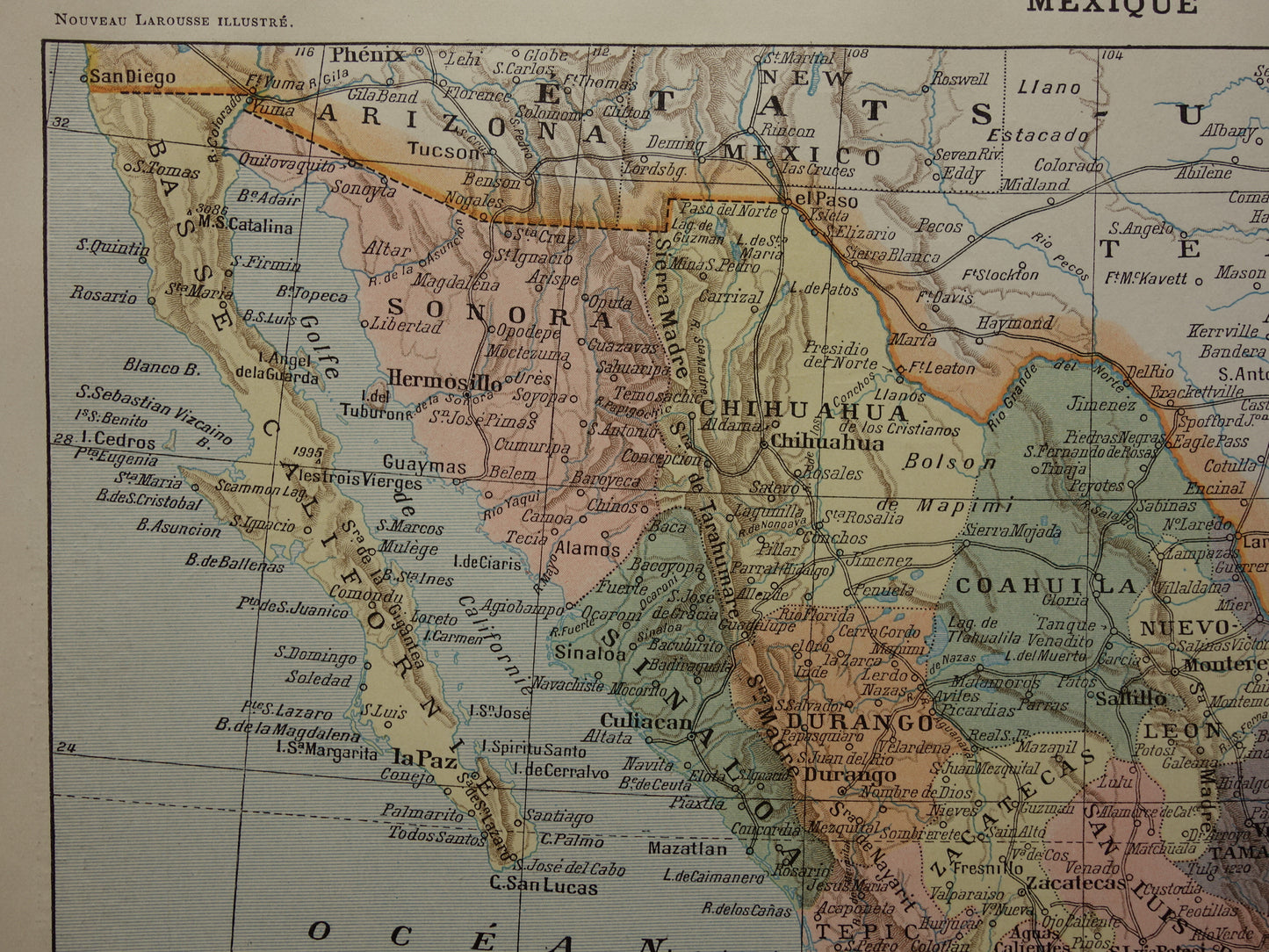 Mexico Old map of Mexico from 1902 Original antique map vintage print