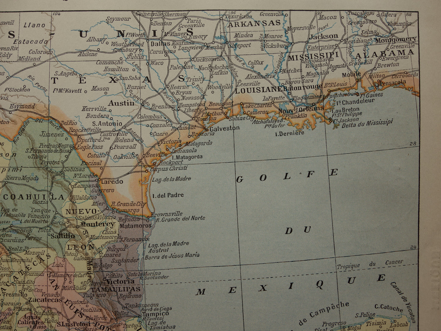 Mexico Old map of Mexico from 1902 Original antique map vintage print