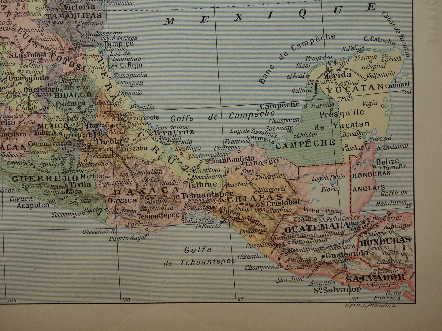 Mexico Old map of Mexico from 1902 Original antique map vintage print
