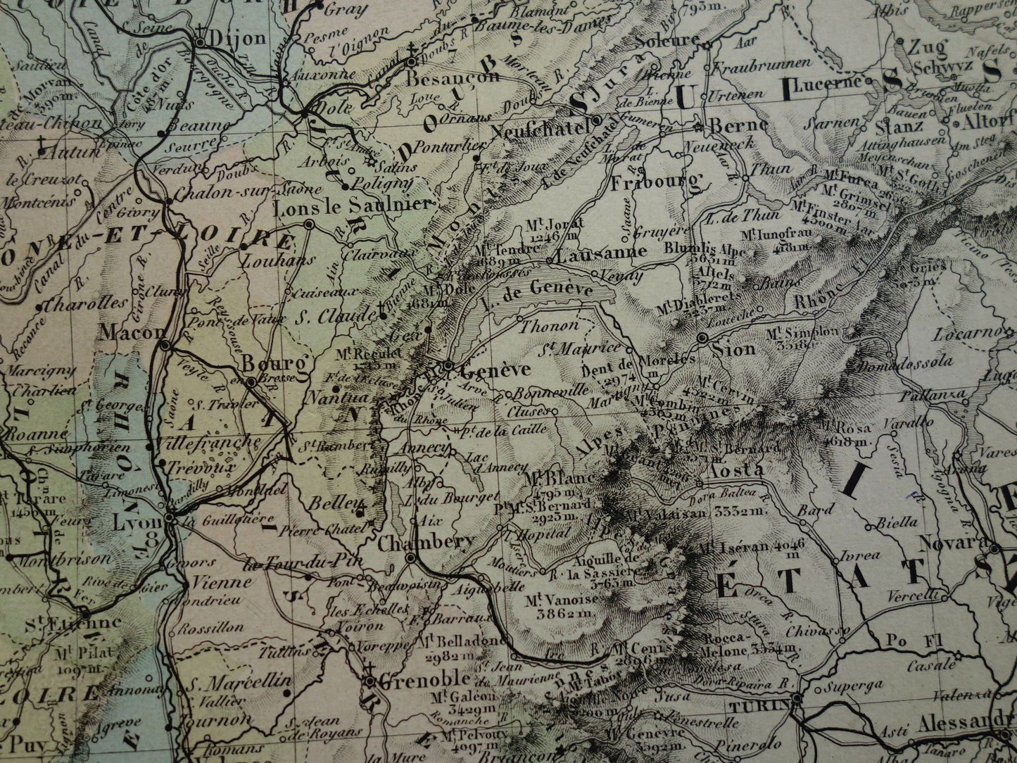 FRANCE Large antique map departments in France 1858 original old map