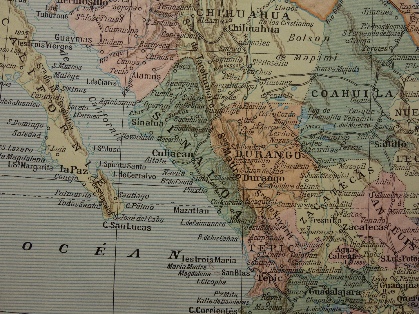 Mexico Old map of Mexico from 1902 Original antique map vintage print