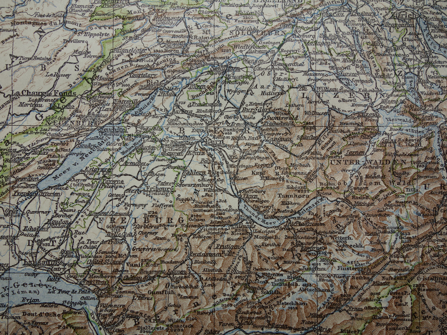 Old map of Switzerland from 1922 original Dutch vintage map