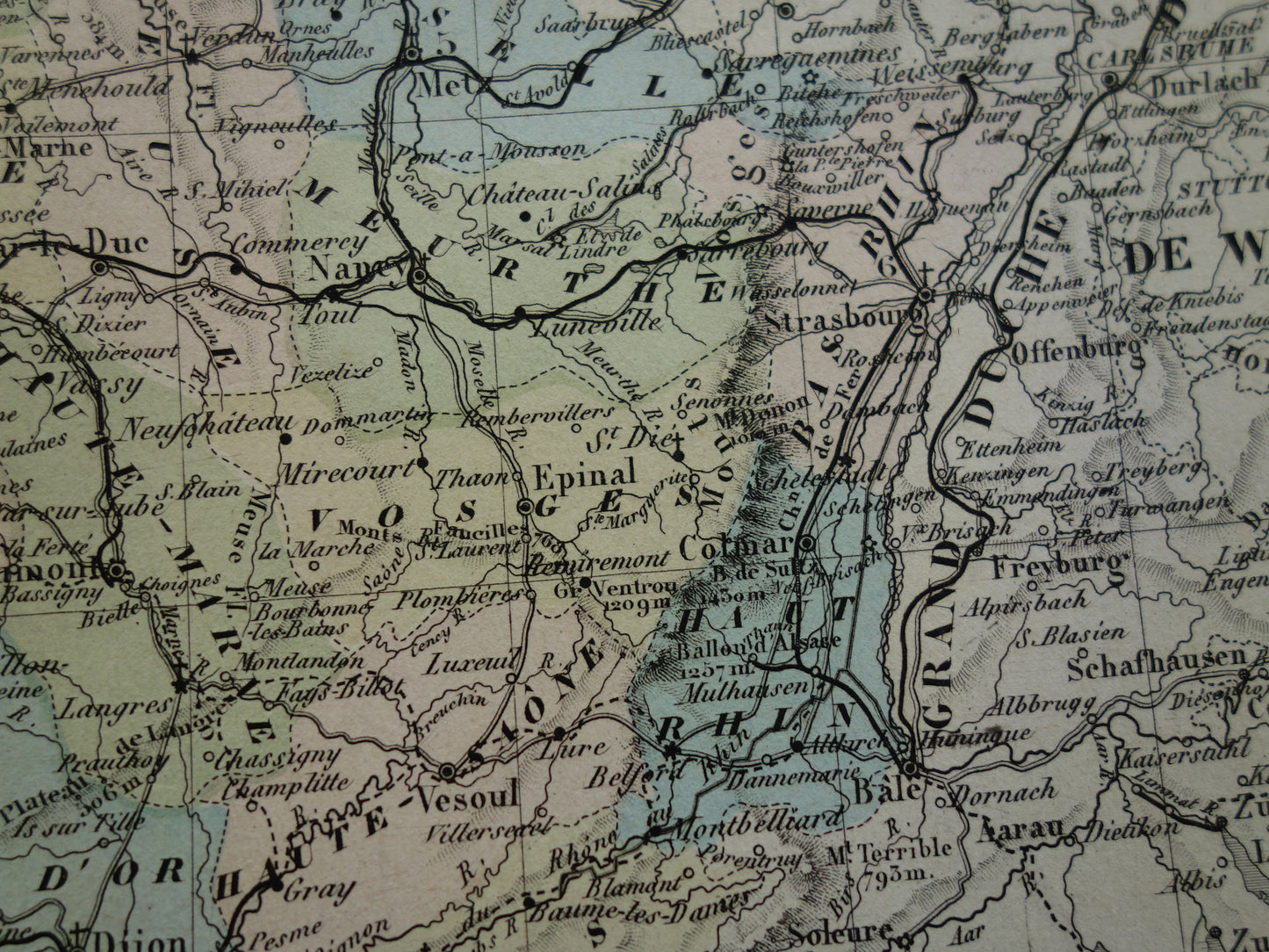 FRANCE Large antique map departments in France 1858 original old map
