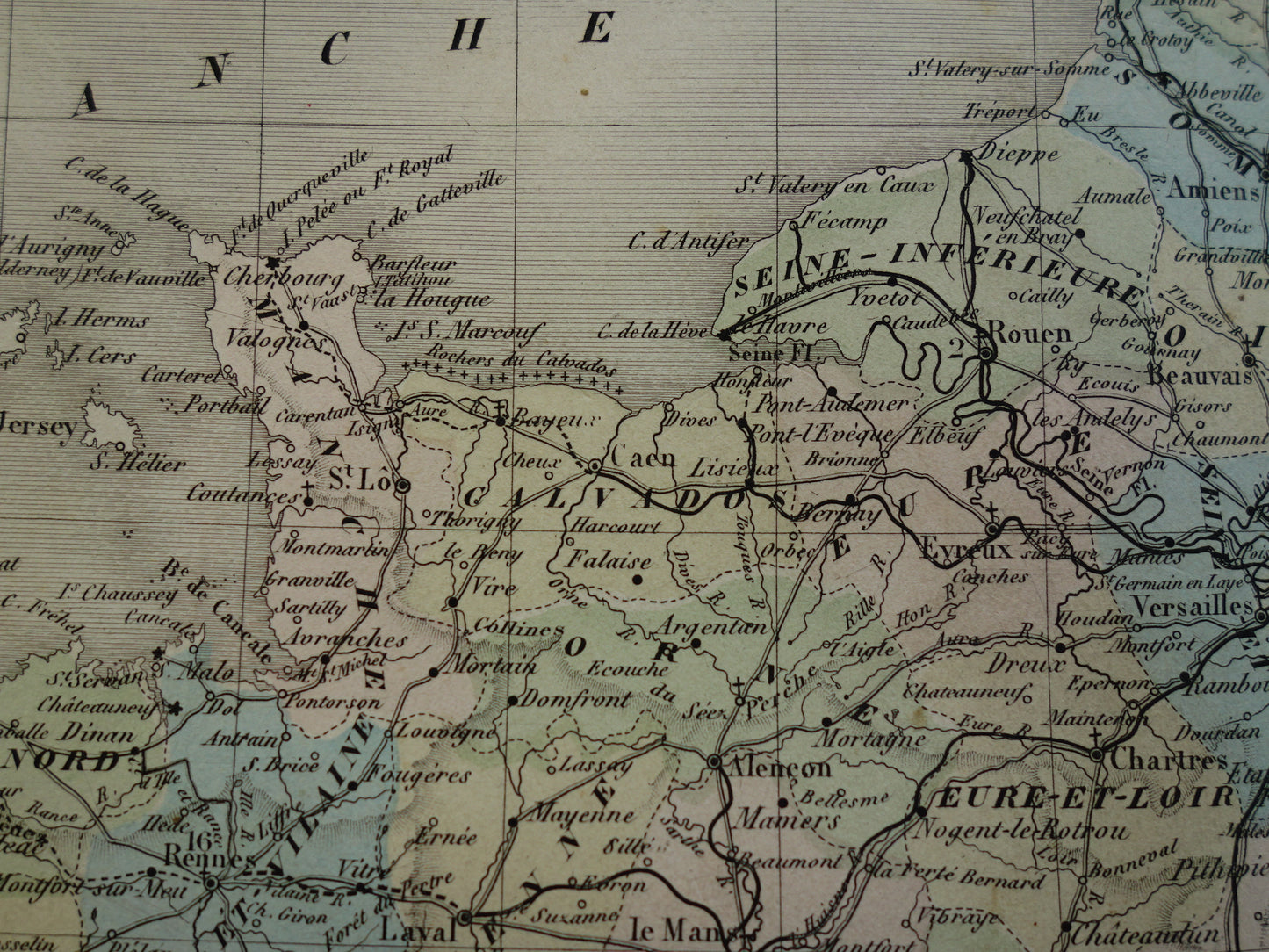 FRANCE Large antique map departments in France 1858 original old map