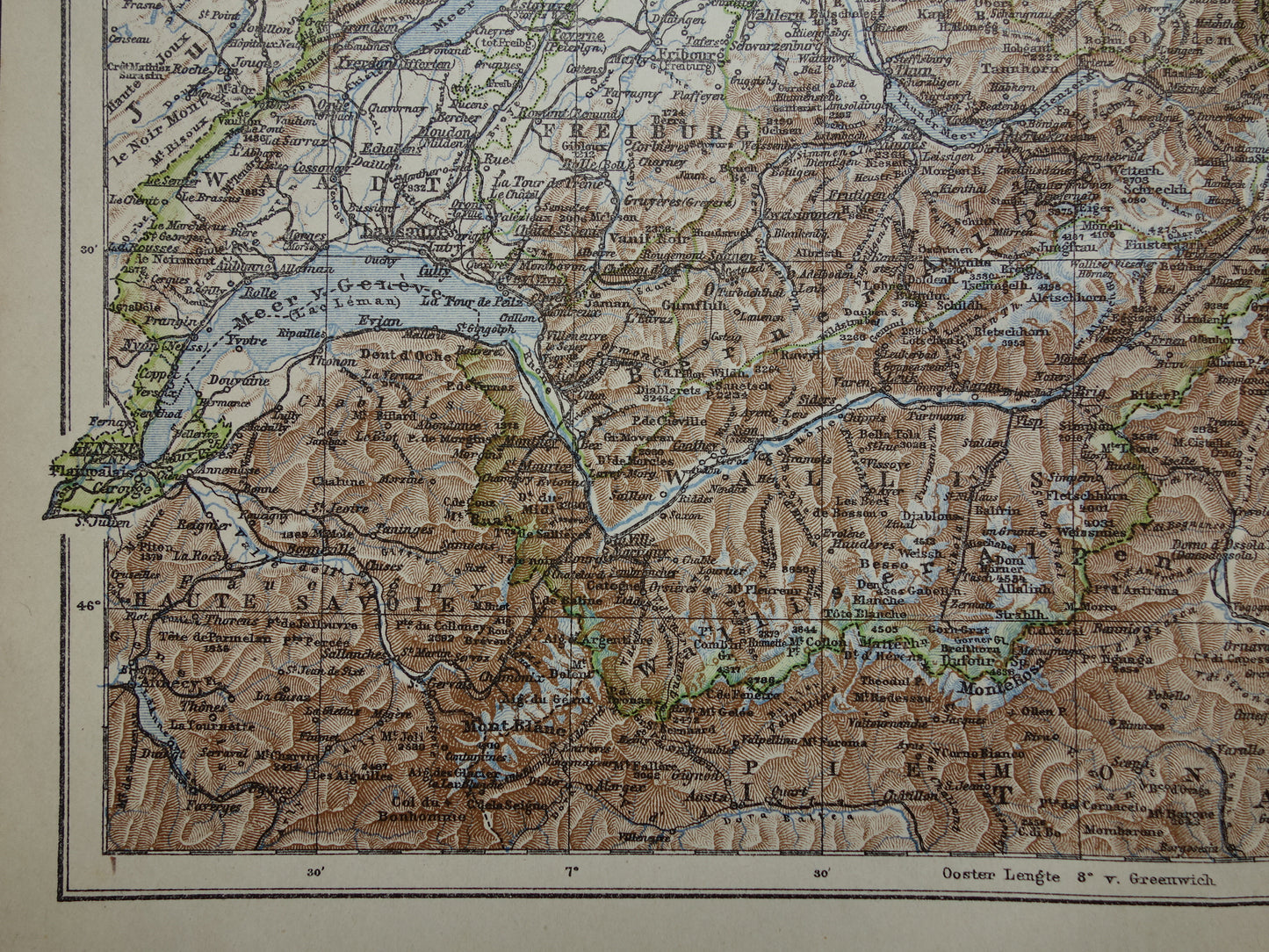 Old map of Switzerland from 1922 original Dutch vintage map