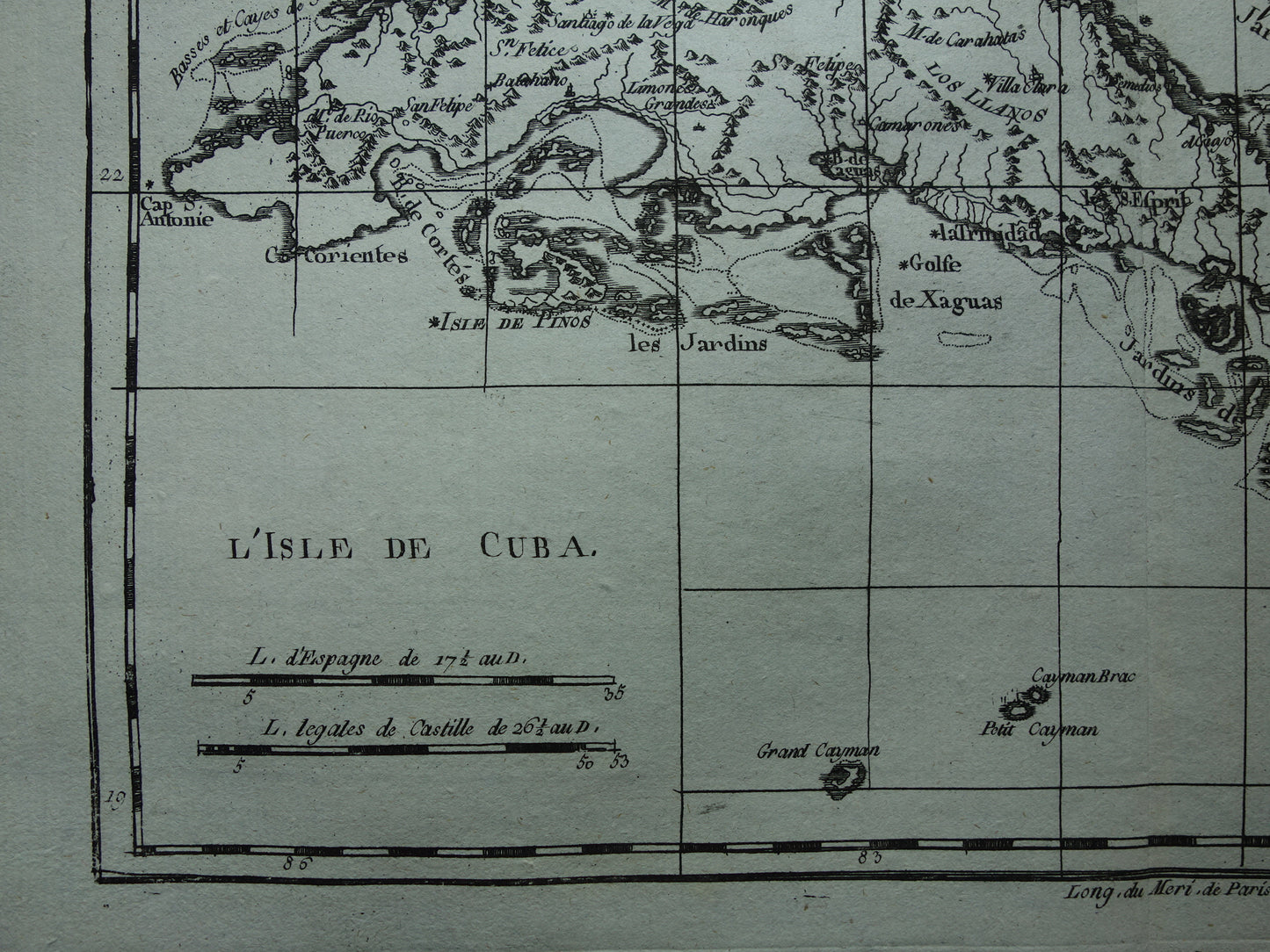 CUBA Old map of Cuba Original vintage French Bonne map