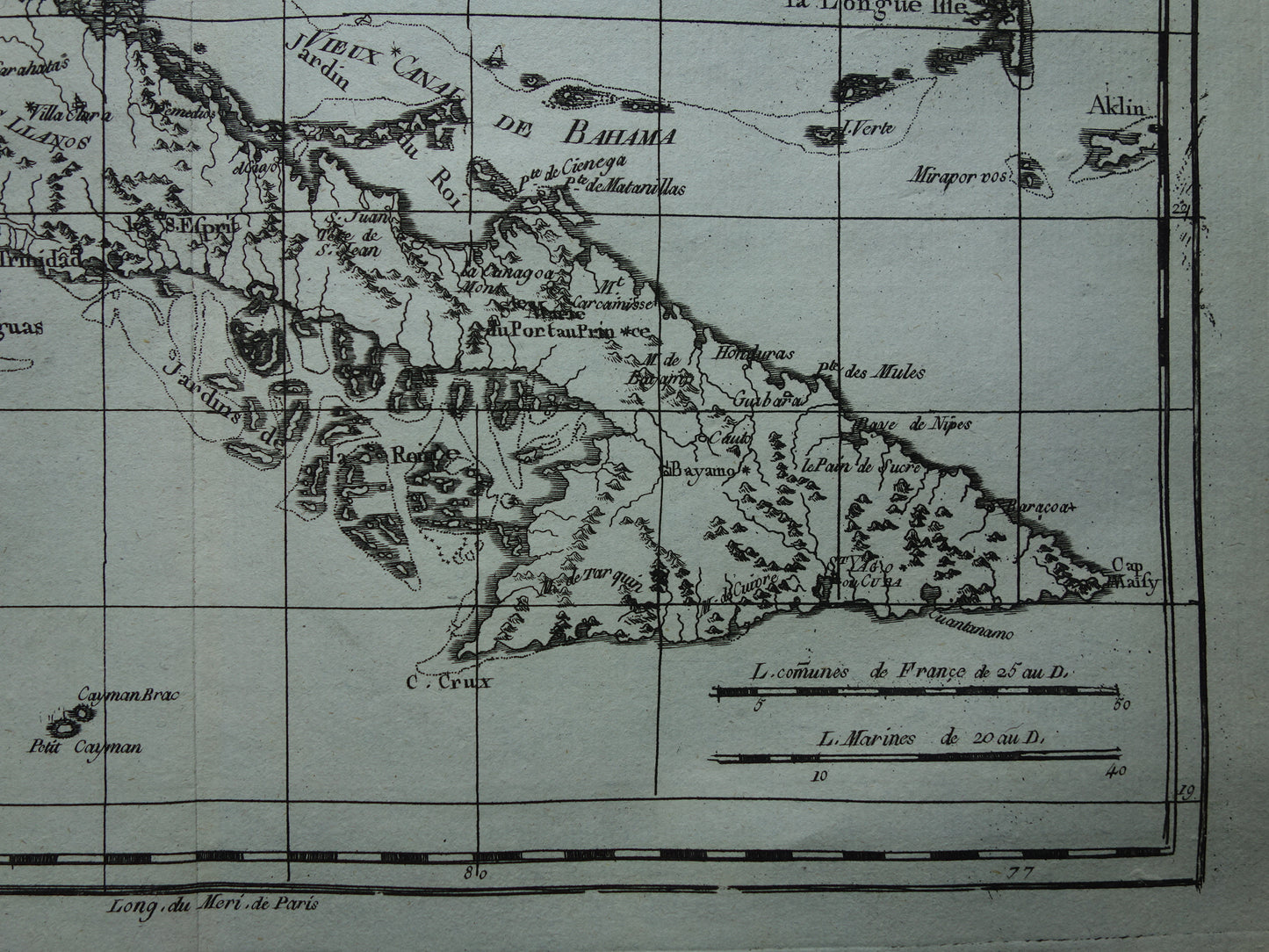 CUBA Old map of Cuba Original vintage French Bonne map