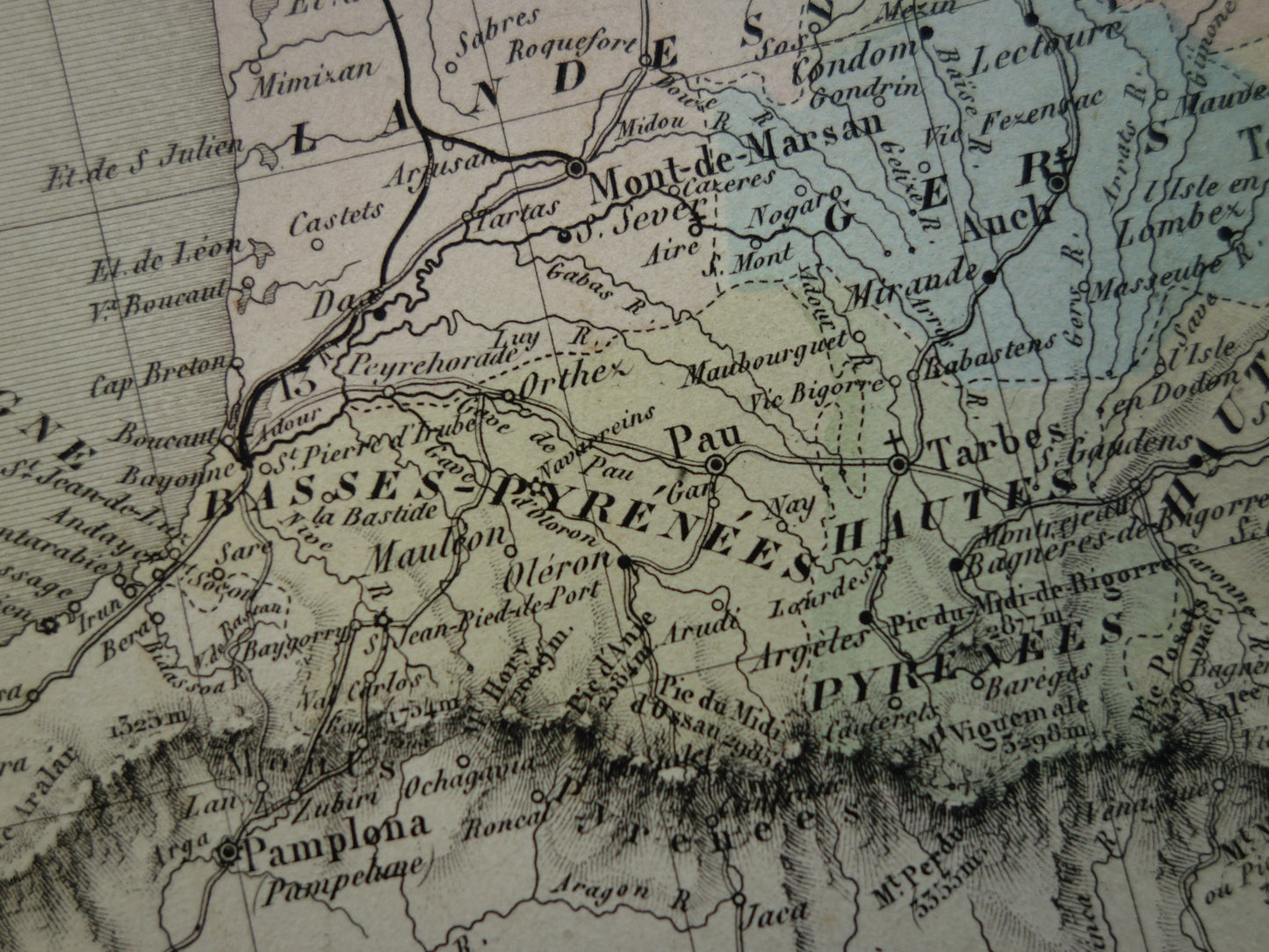 FRANCE Large antique map departments in France 1858 original old map