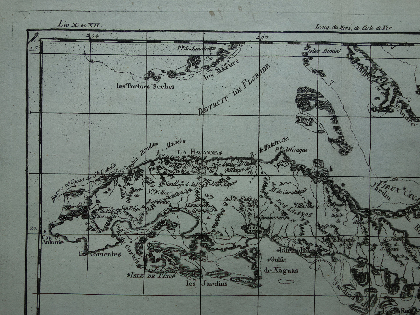 CUBA Old map of Cuba Original vintage French Bonne map