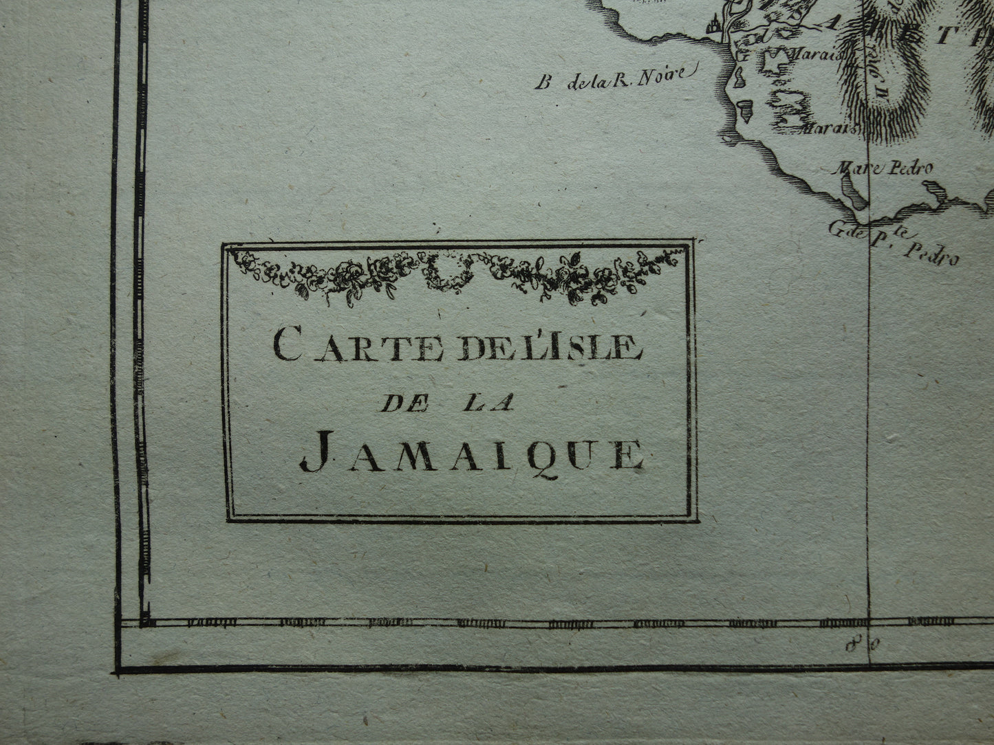 JAMAICA Old map of Jamaica Original vintage French Bonne map from 1784
