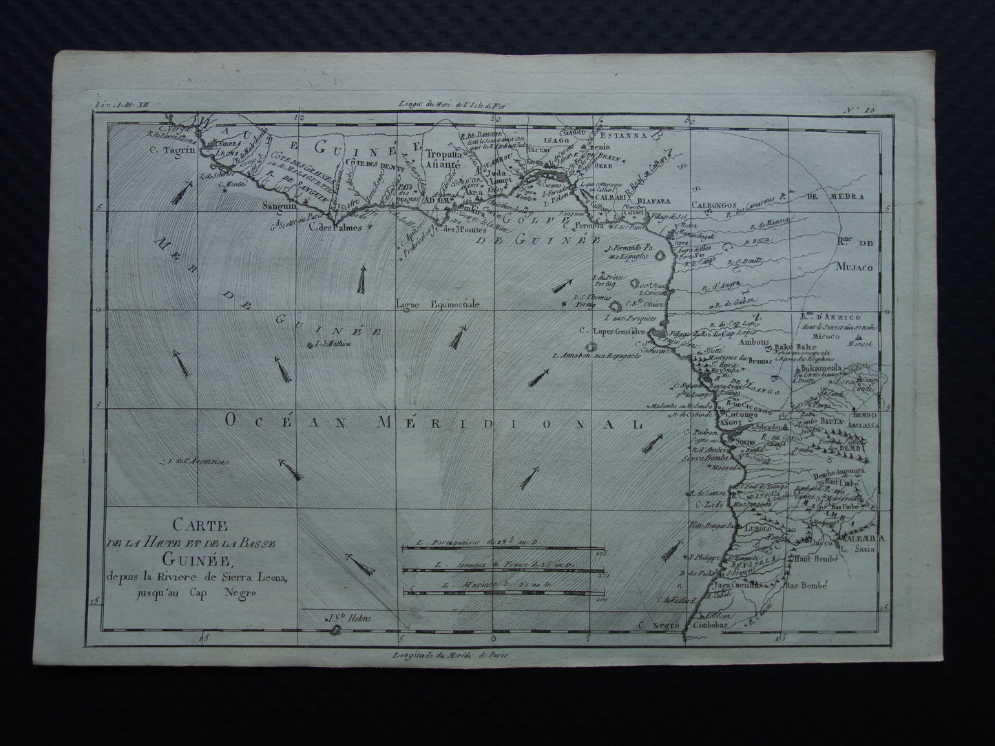 1780 Old Map of West Africa Original Antique Map Gulf of Guinea Gabon Cameroon - Raynal Bonne