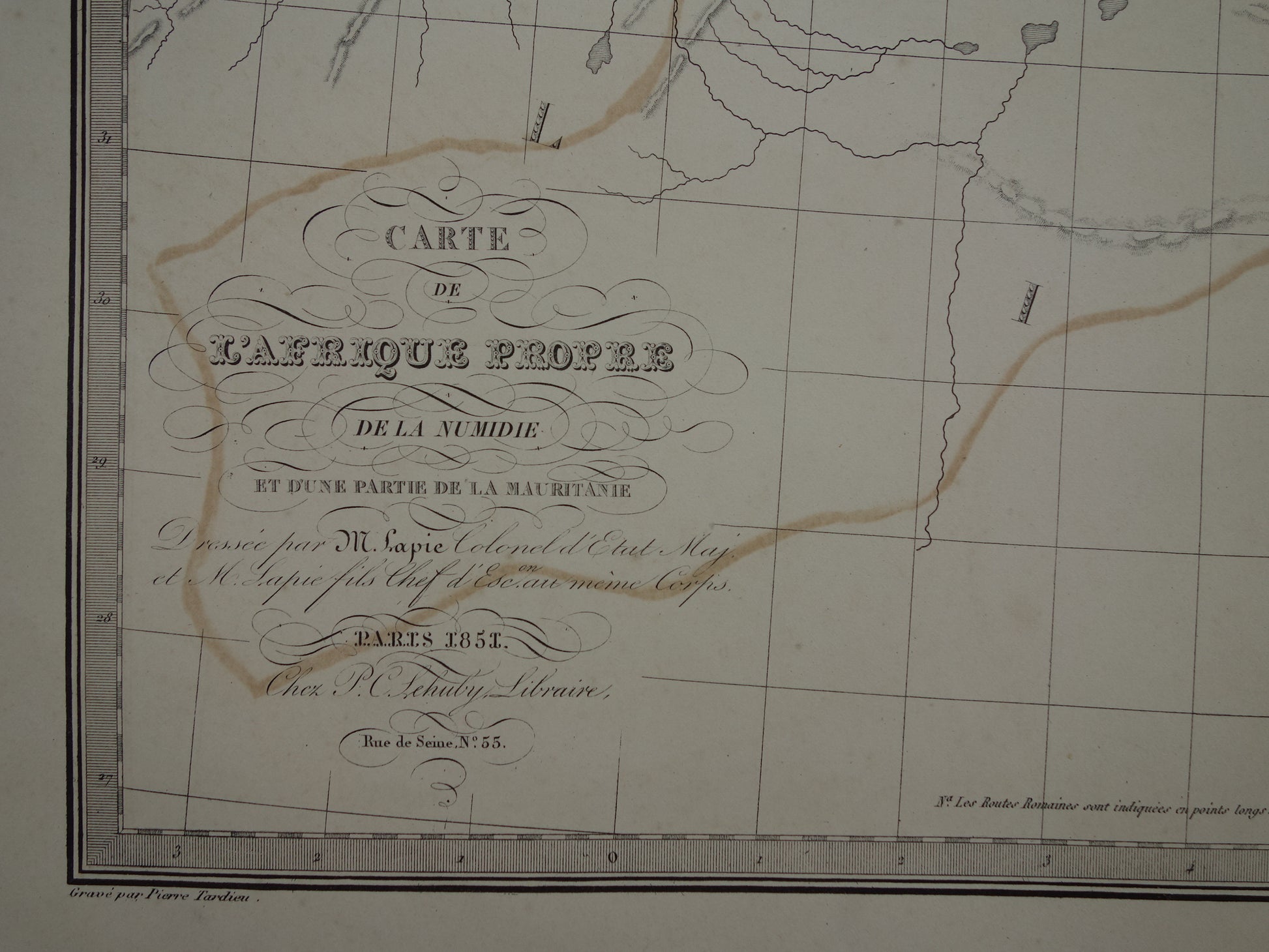  carte de l'afrique propre de la numidie lapie 1851