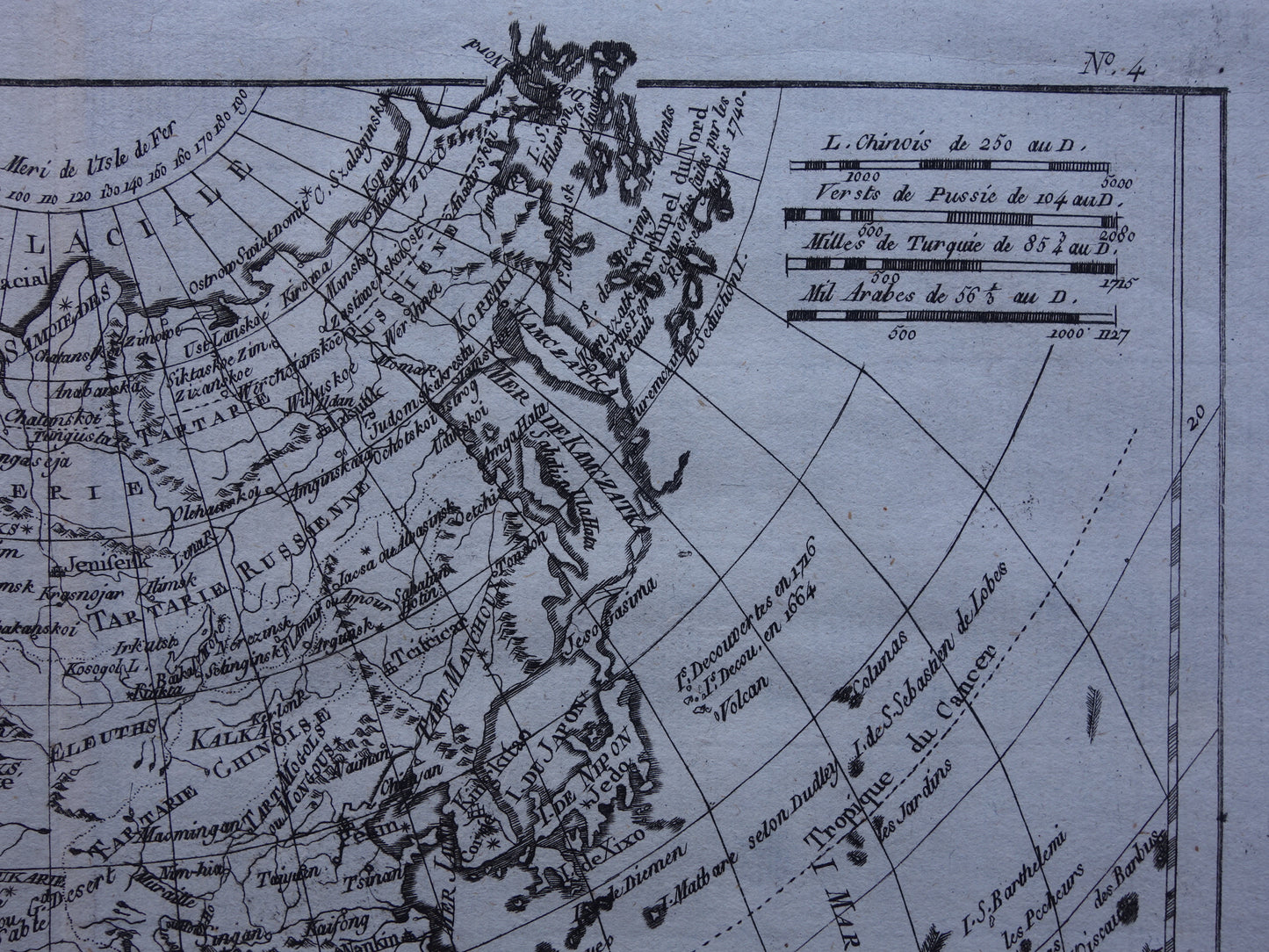 1780 Old Map of Asia Original Antique Map - Raynal Bonne L'Asie