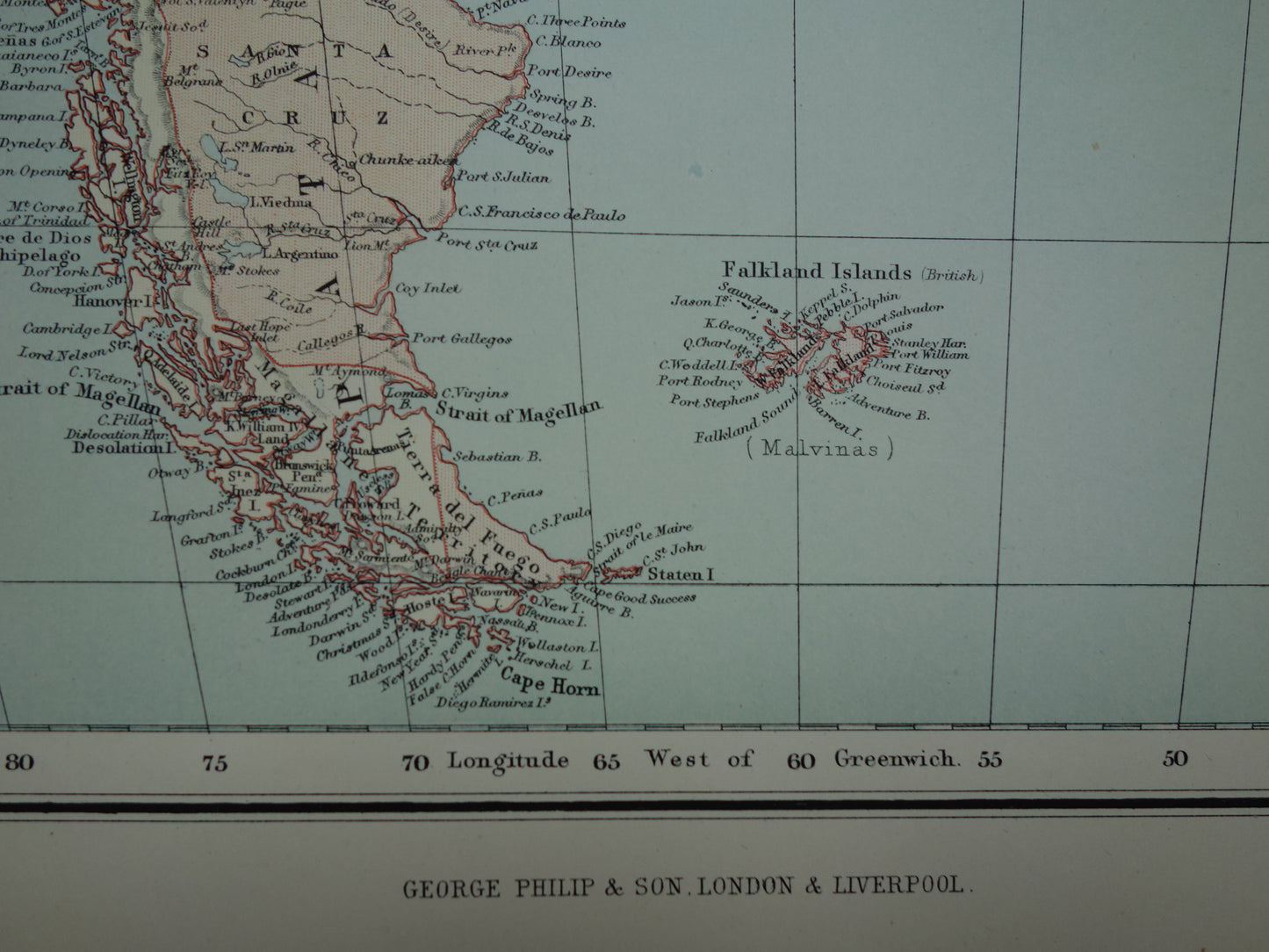 Large old map of South America 1890 original antique map of continent