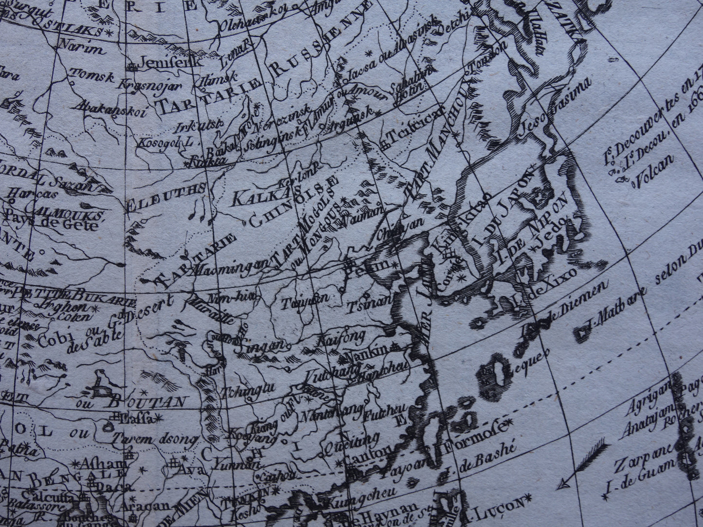 1780 Old Map of Asia Original Antique Map - Raynal Bonne L'Asie