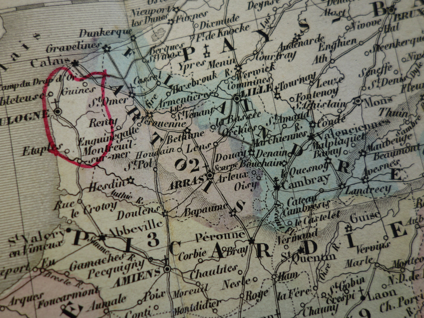 FRANCE Antique map of provinces in France from 1858 original large old hand-colored French map
