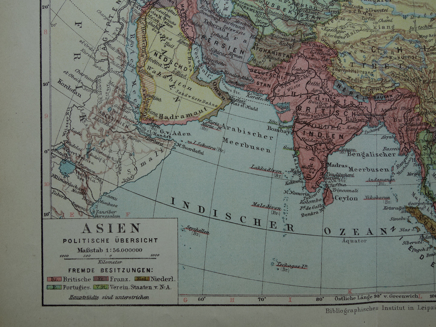 ASIA old map Set of 2 original vintage maps 1926 Political and Physical map continent