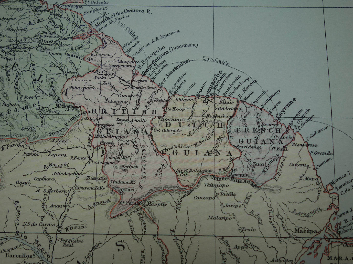 Large old map of South America 1890 original antique map of continent