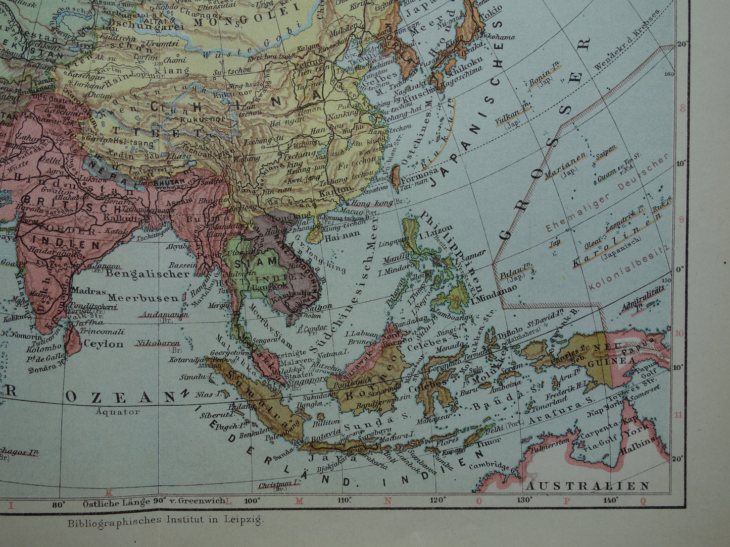 ASIA old map Set of 2 original vintage maps 1926 Political and Physical map continent