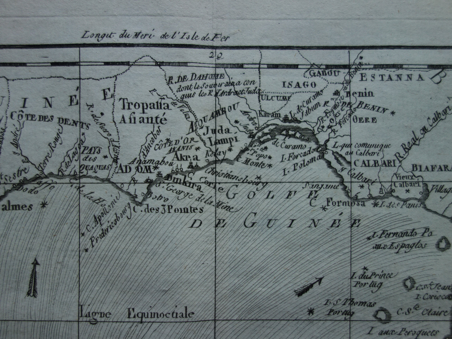 1780 Old Map of West Africa Original Antique Map Gulf of Guinea Gabon Cameroon - Raynal Bonne