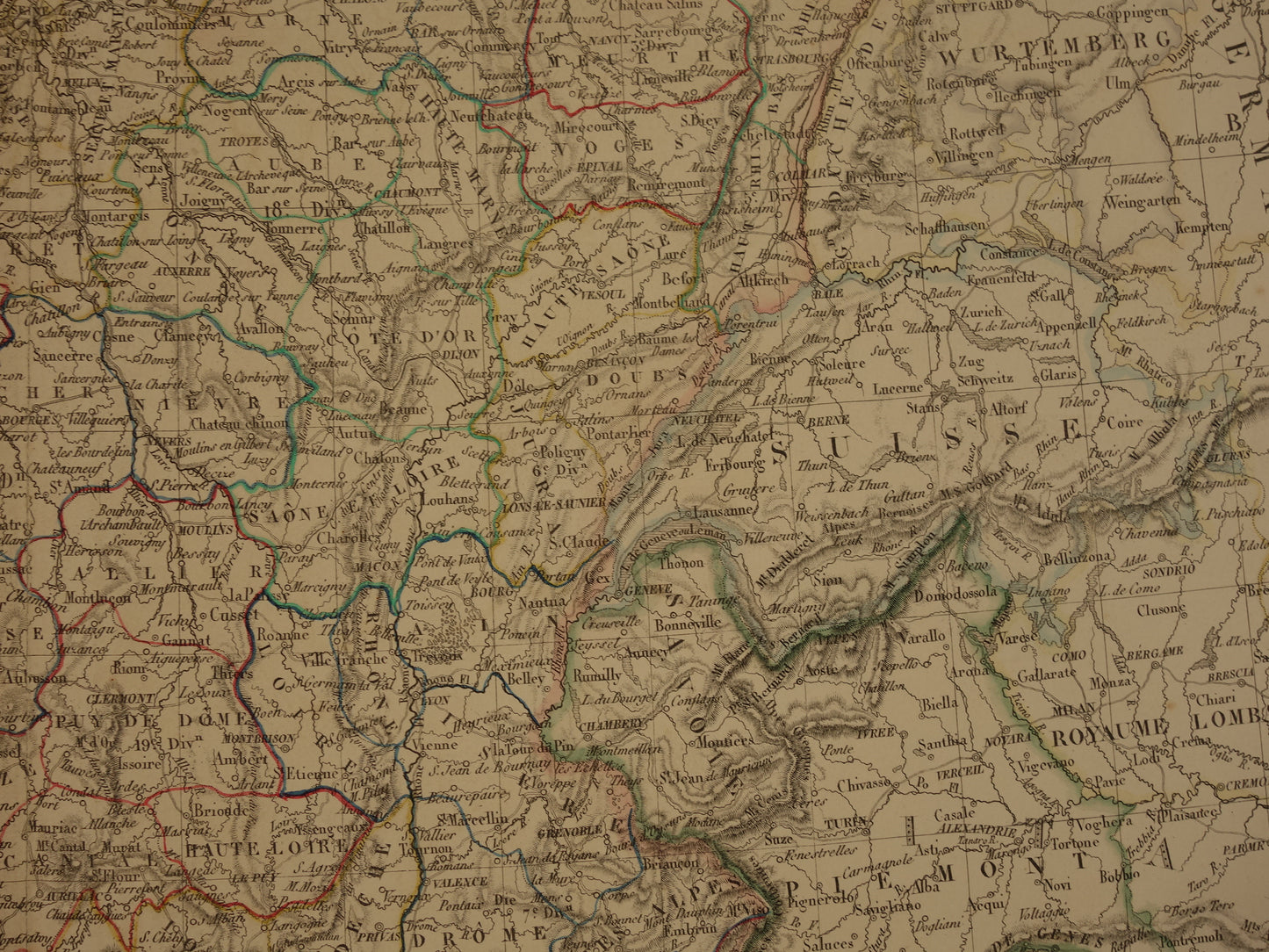 FRANCE large old french map of france in 1842 original antique hand colored map poster