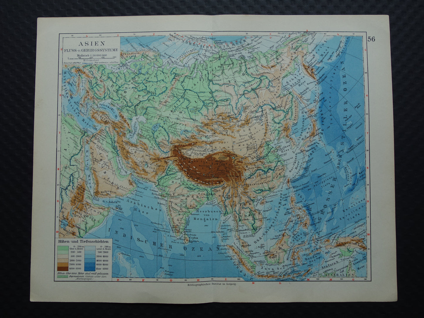 ASIA old map Set of 2 original vintage maps 1926 Political and Physical map continent