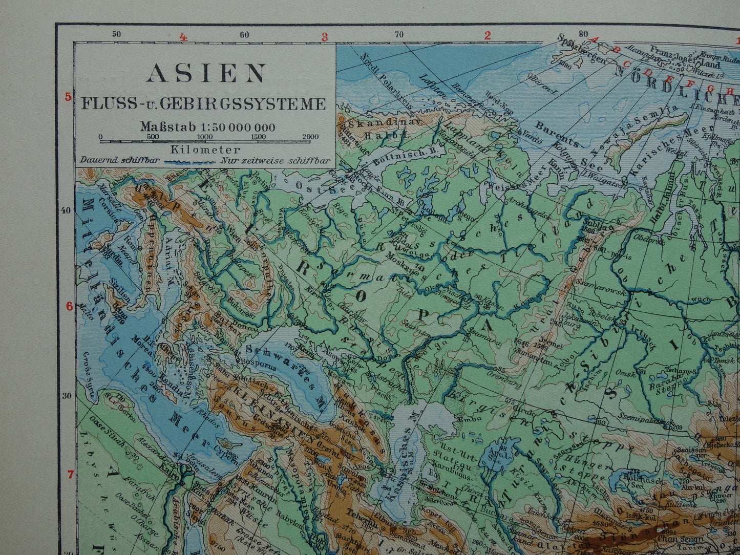 ASIA old map Set of 2 original vintage maps 1926 Political and Physical map continent
