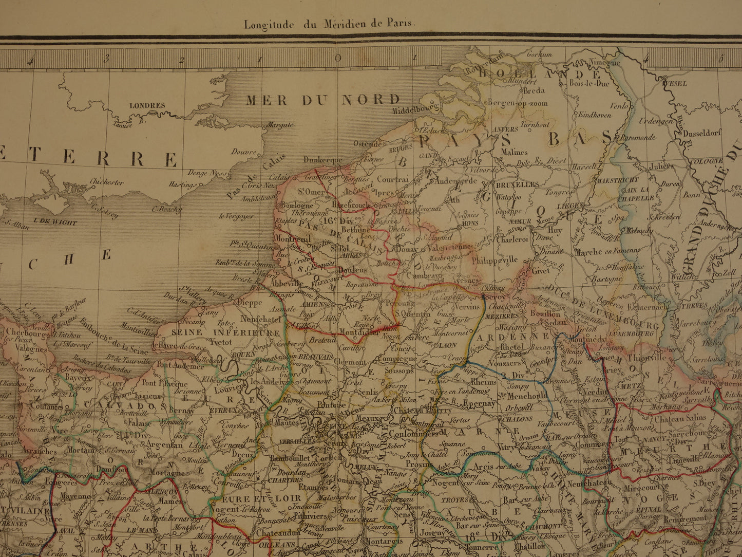 FRANCE large old french map of france in 1842 original antique hand colored map poster