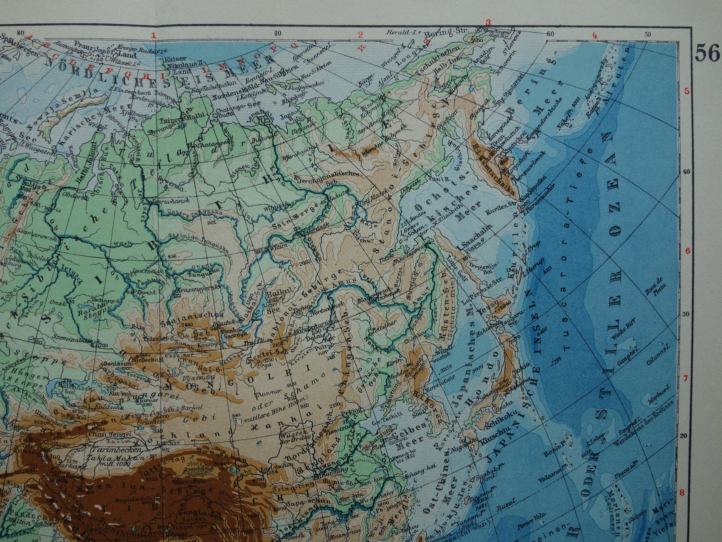 ASIA old map Set of 2 original vintage maps 1926 Political and Physical map continent