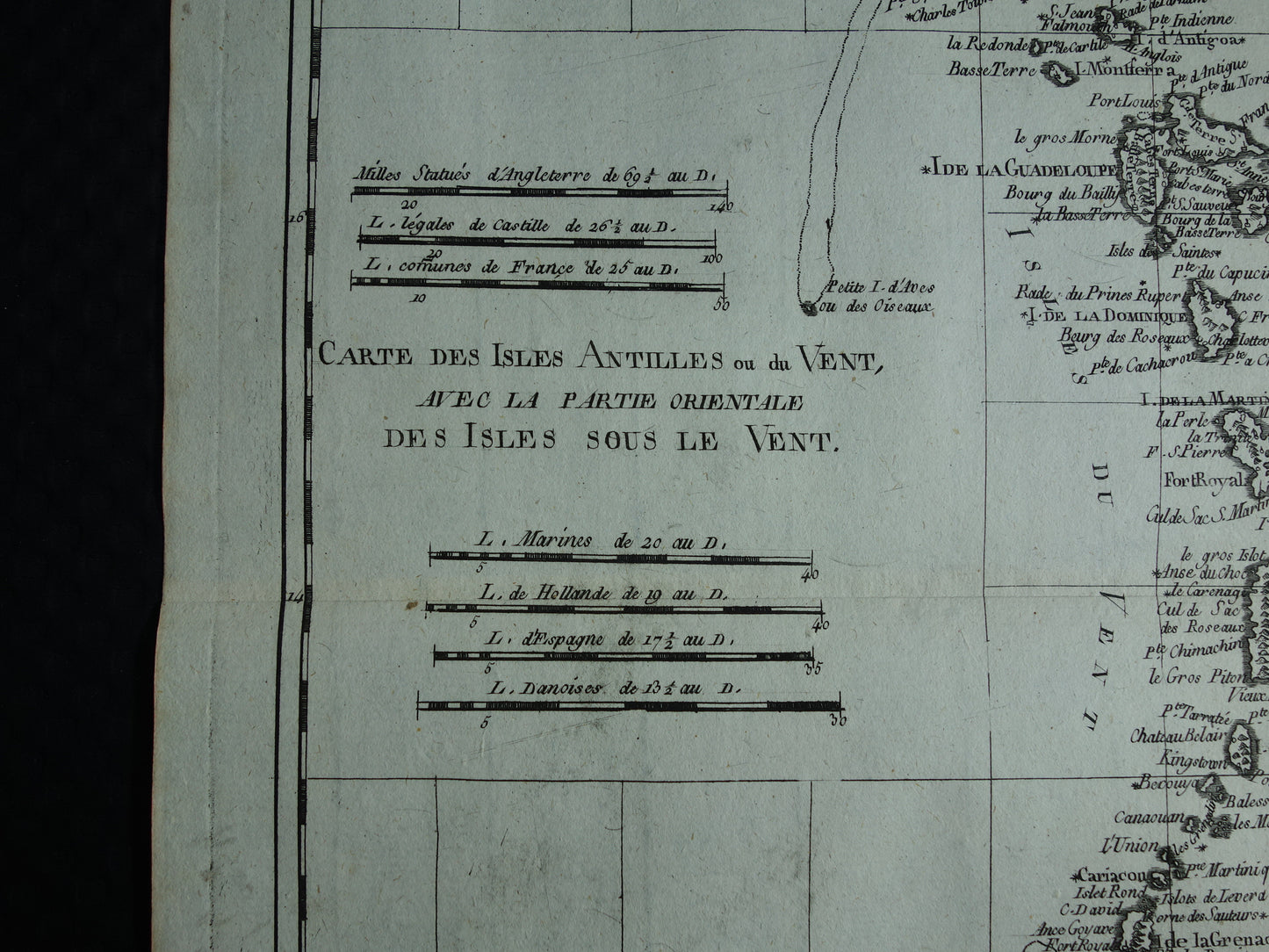 ANTILLEN Oude landkaart van de Antillen Originele vintage Franse Bonne kaart uit 1784