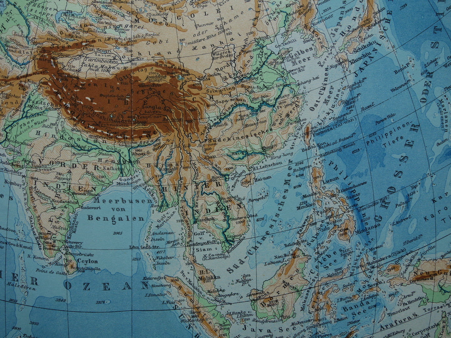 ASIA old map Set of 2 original vintage maps 1926 Political and Physical map continent