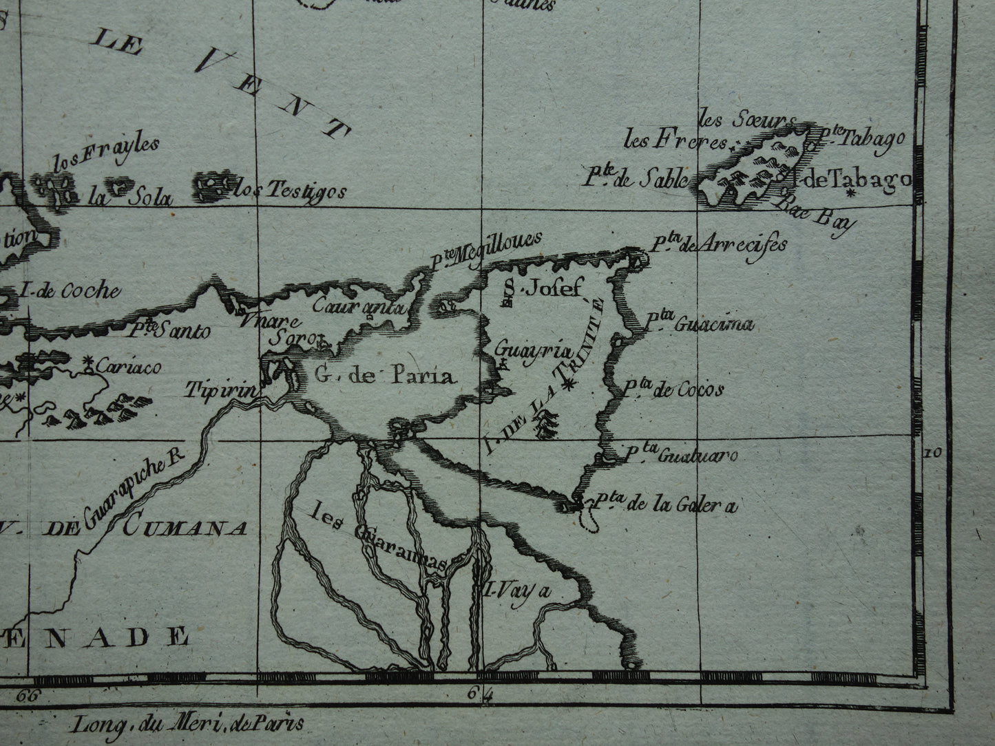 ANTILLEN Oude landkaart van de Antillen Originele vintage Franse Bonne kaart uit 1784