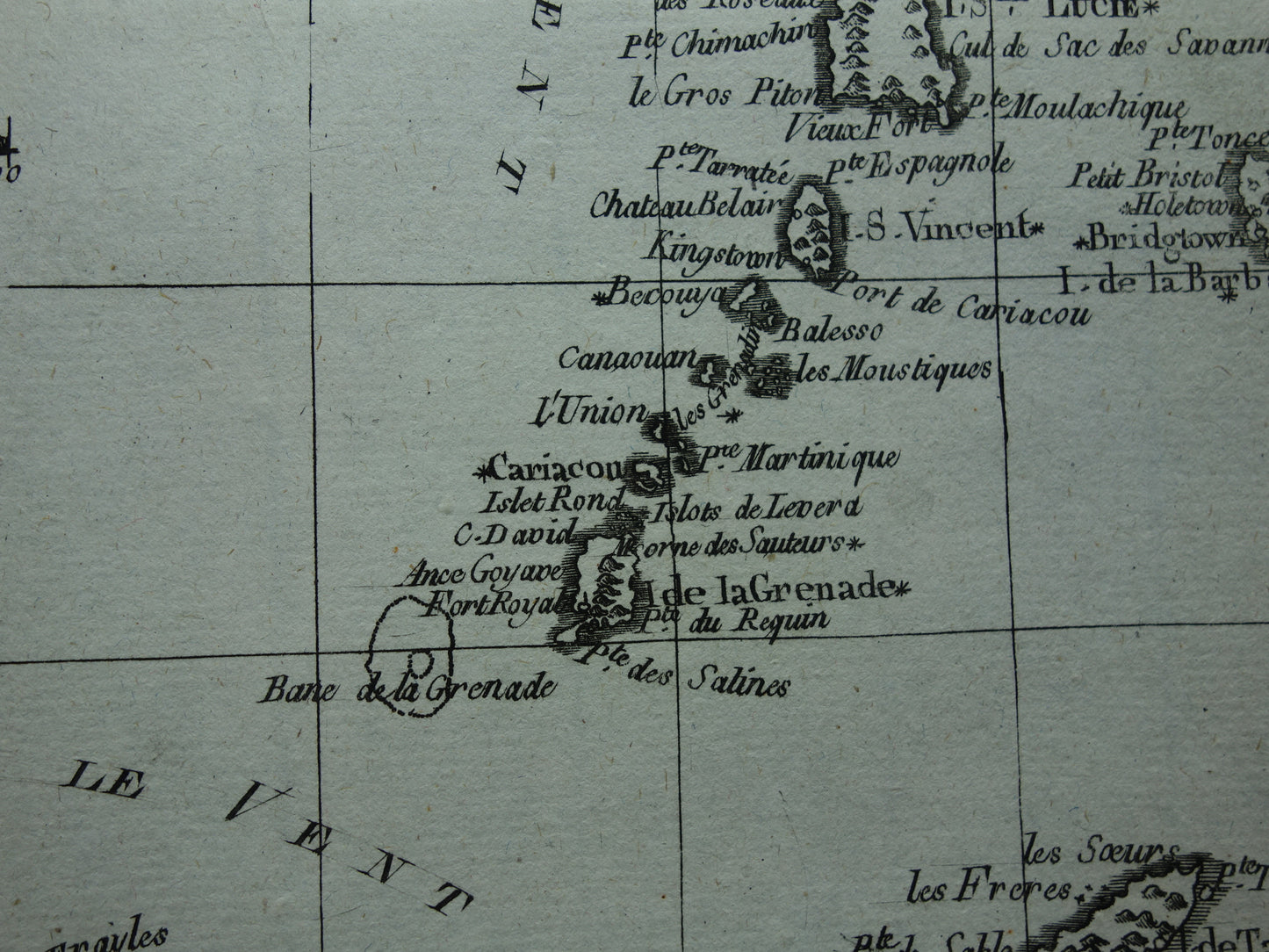ANTILLEN Oude landkaart van de Antillen Originele vintage Franse Bonne kaart uit 1784