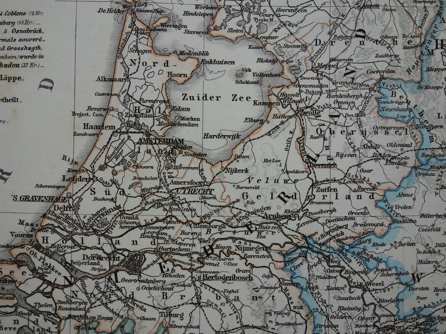 Antique map of the Netherlands Belgium and Germany original 155+ year old map Holland vintage maps