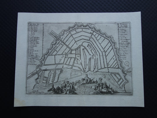 AMSTERDAM oude kaart van Amsterdam uit 1693 originele antieke plattegrond Nicolas de Fer