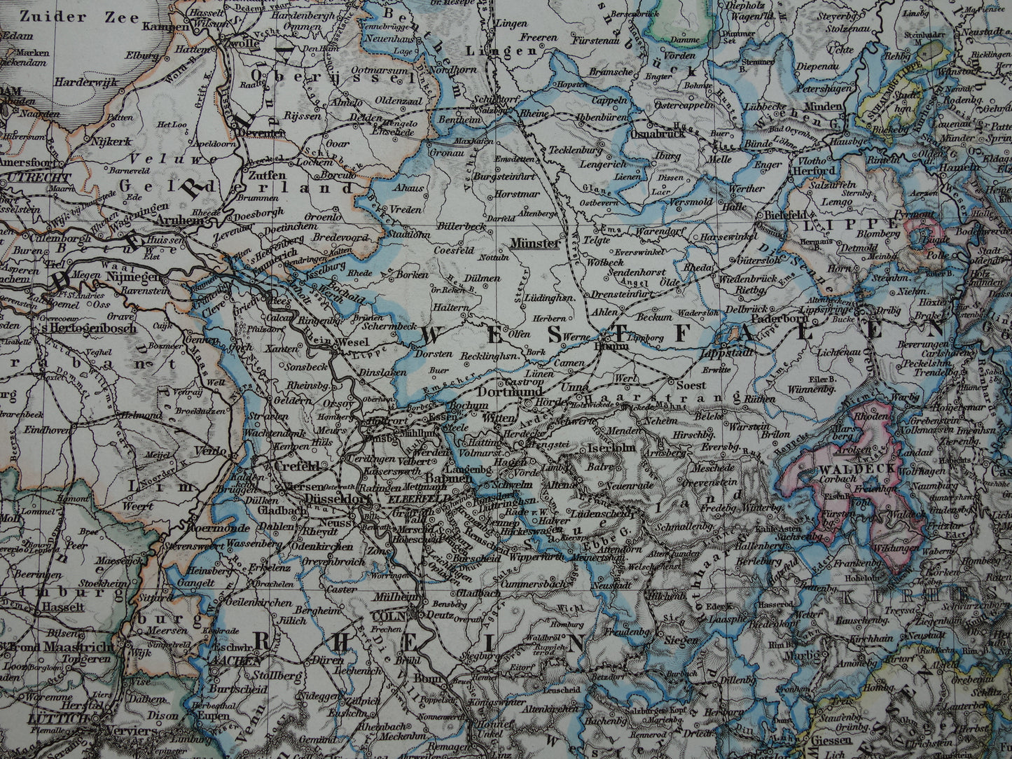 Antique map of the Netherlands Belgium and Germany original 155+ year old map Holland vintage maps