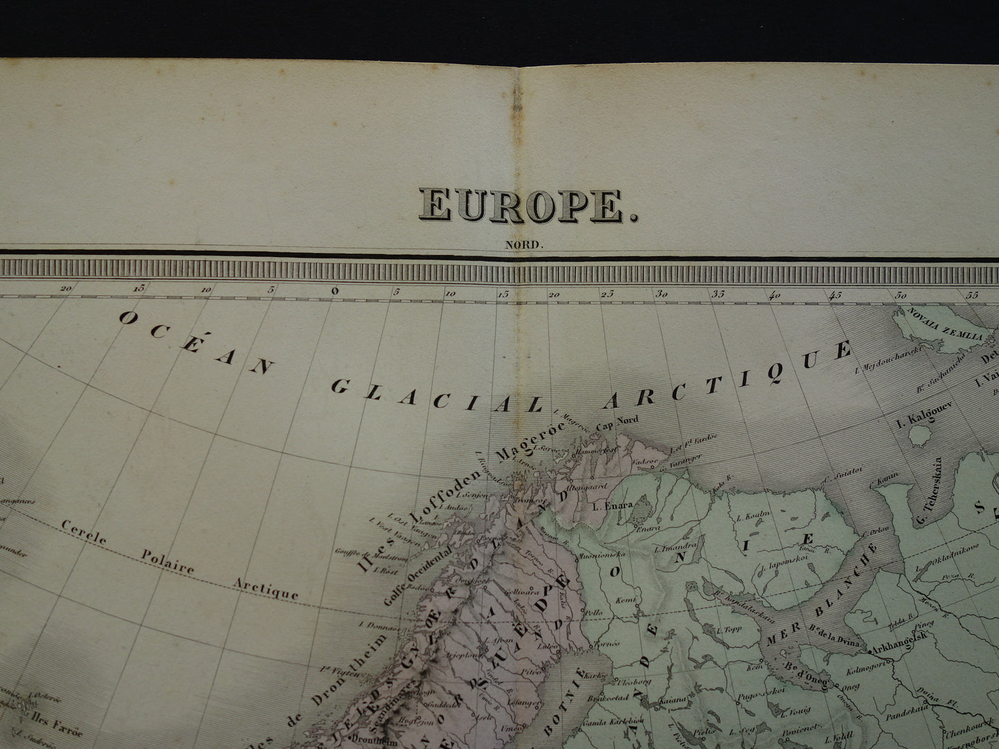 EUROPE Large old map continent Europe antique map from 1858 Vintage French map