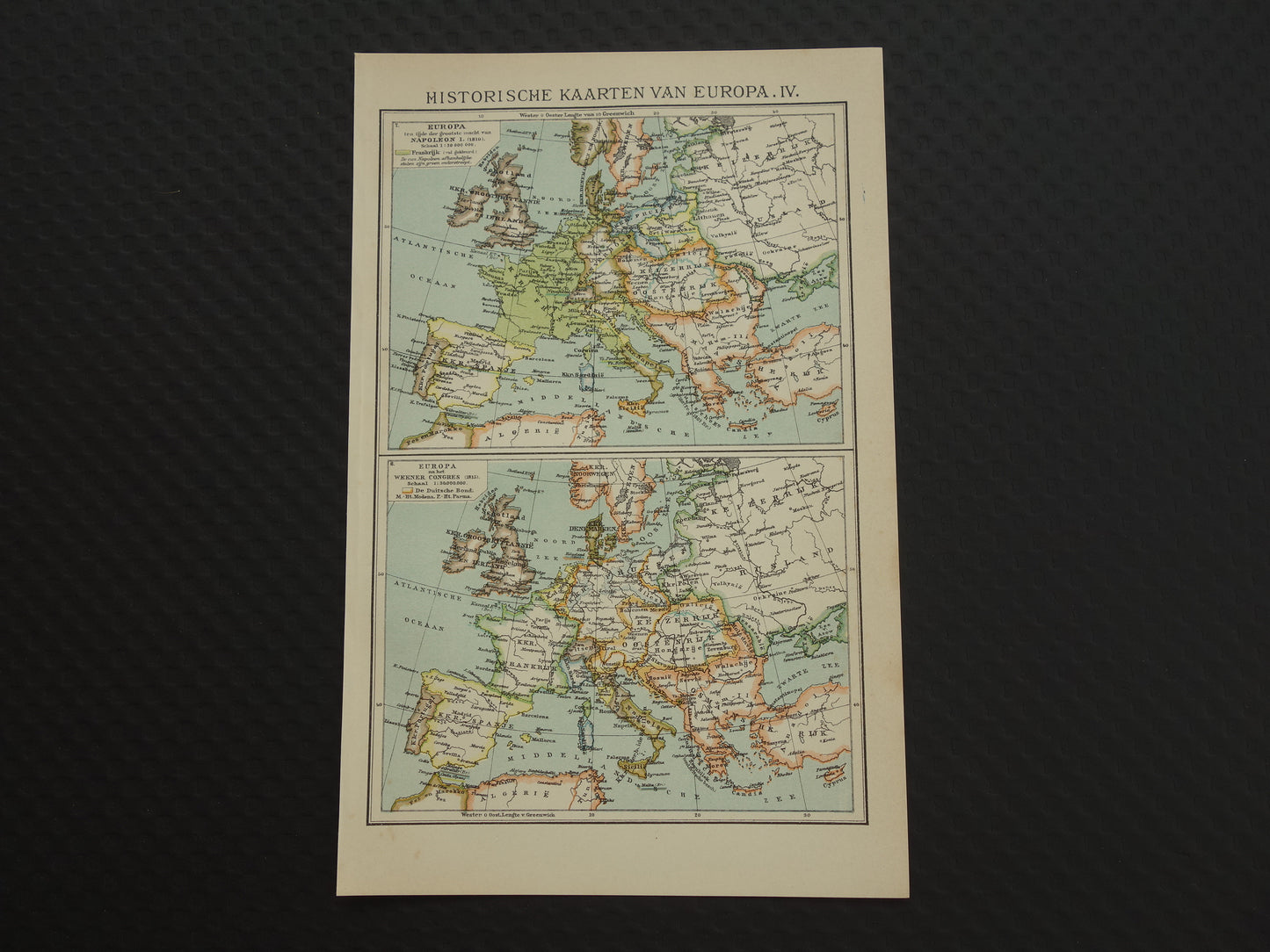 Set of 4 small maps about the History of Europe antique map Napoleon 1789 1815