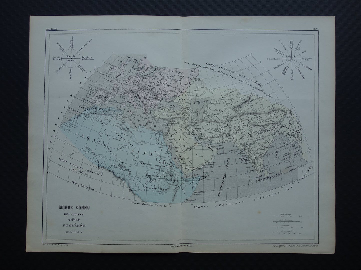 WORLD MAP Map of the known world in classical antiquity at the time of Ptolemy old maps