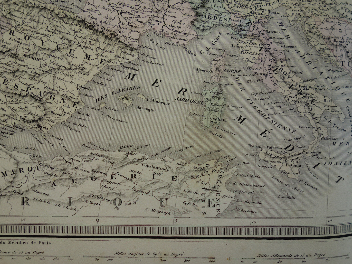 EUROPE Large old map continent Europe antique map from 1858 Vintage French map