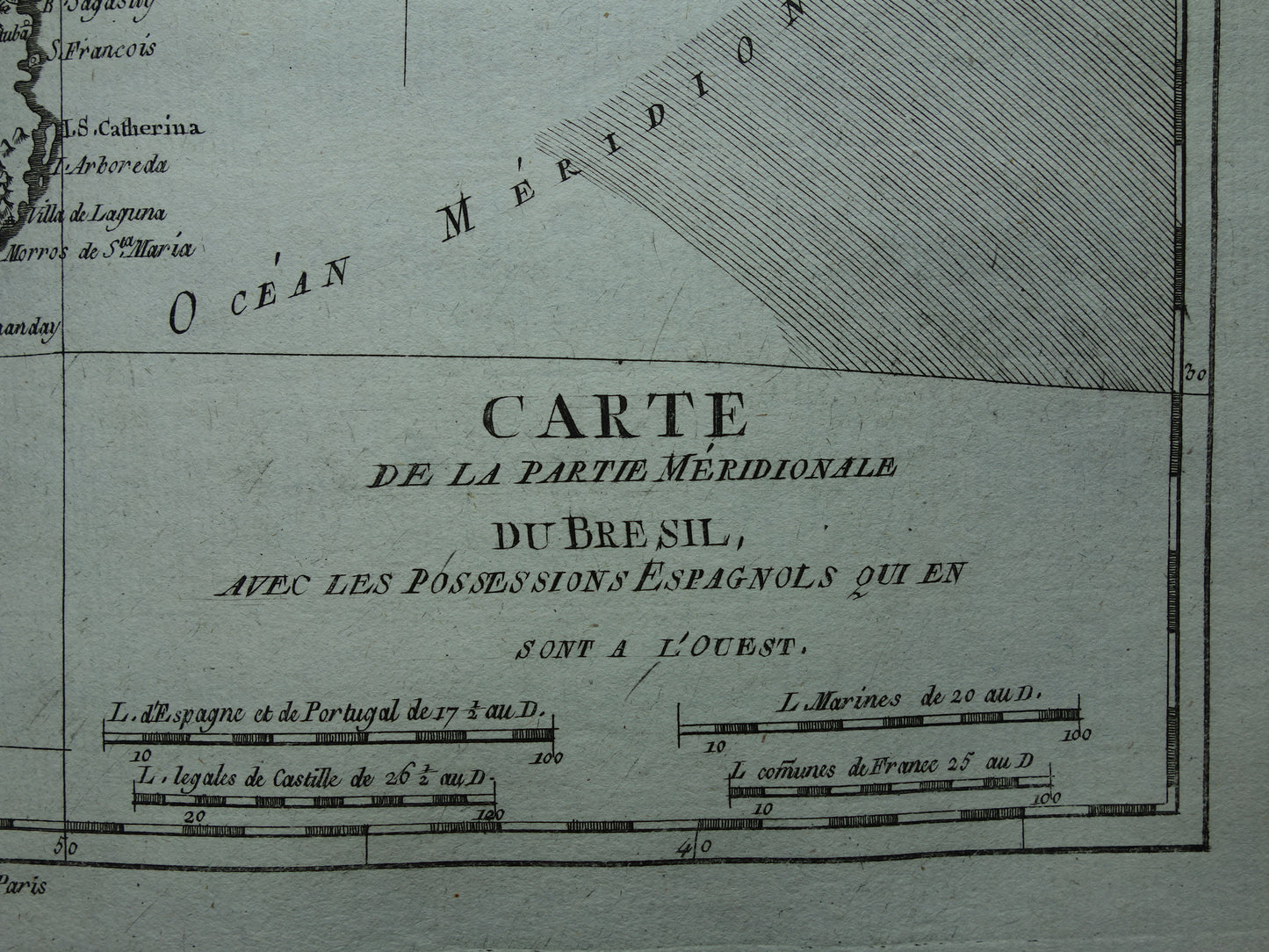 carte de la partie meridionale du bresil avec les possessions Espagnols que en sont a l'ouest Raynal Bonne kaart 1784