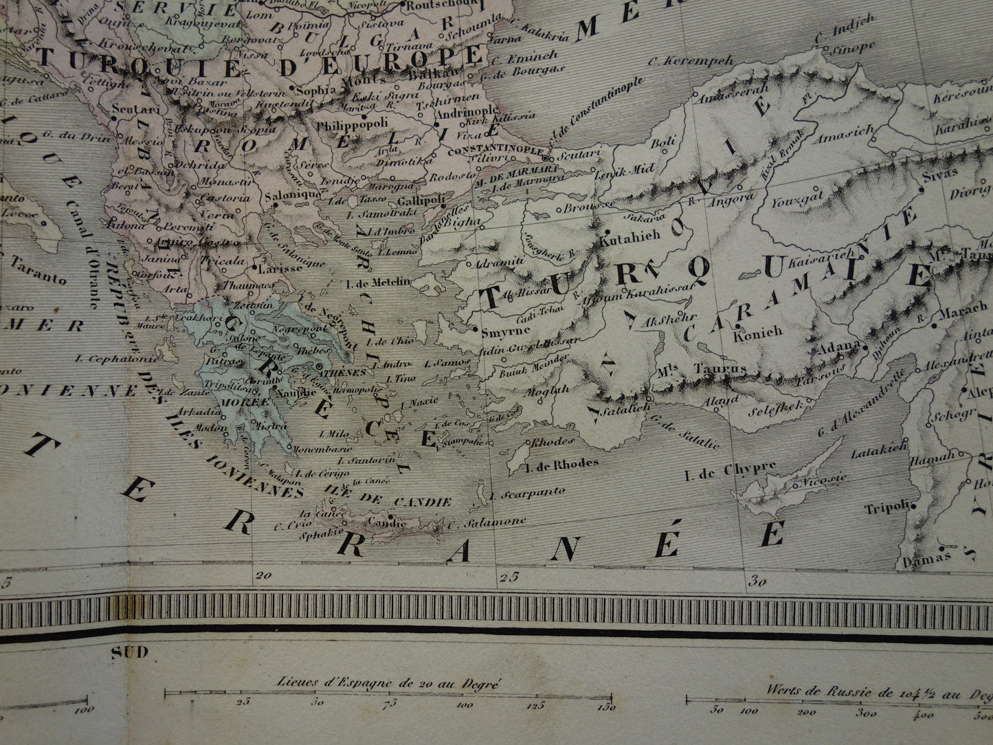 EUROPE Large old map continent Europe antique map from 1858 Vintage French map