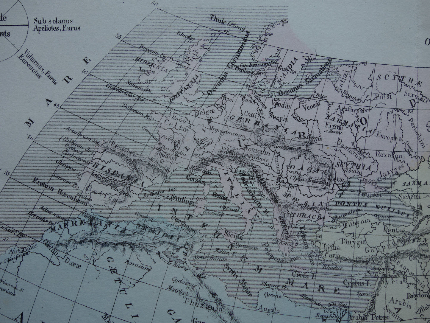 WORLD MAP Map of the known world in classical antiquity at the time of Ptolemy old maps