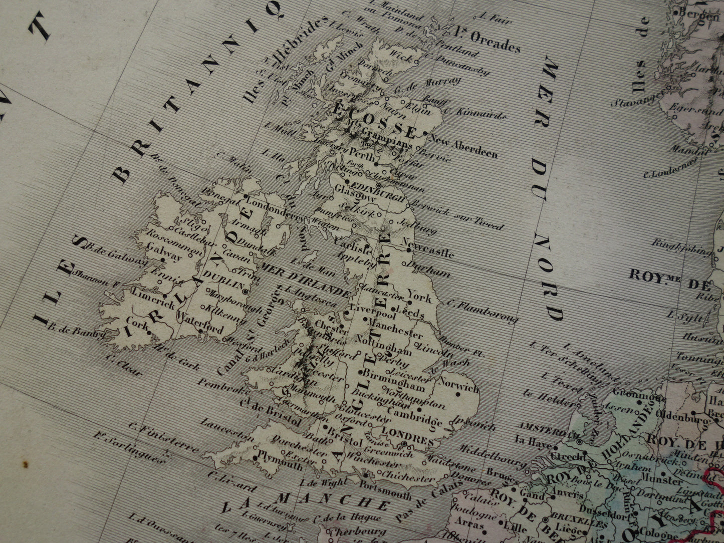 EUROPE Large old map continent Europe antique map from 1858 Vintage French map