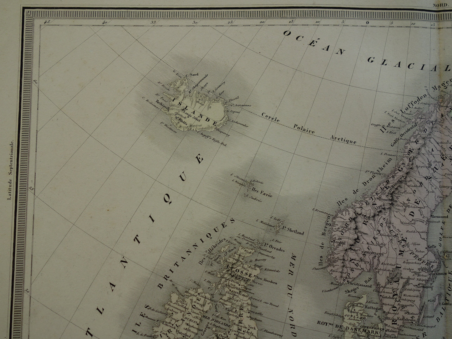 EUROPE Large old map continent Europe antique map from 1858 Vintage French map