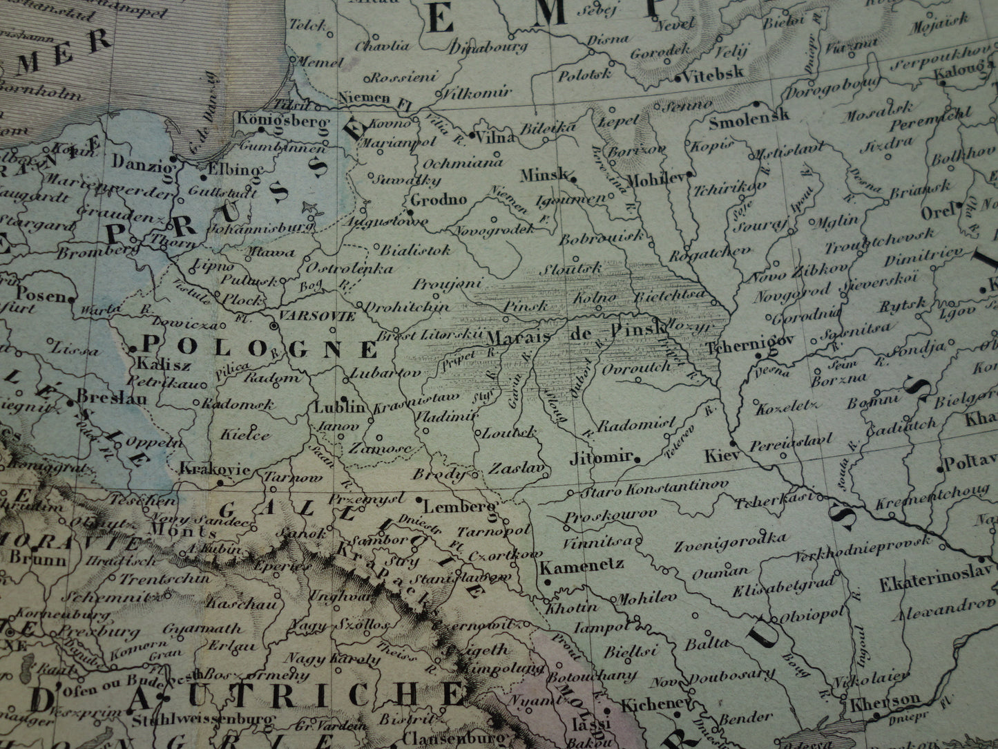 EUROPE Large old map continent Europe antique map from 1858 Vintage French map