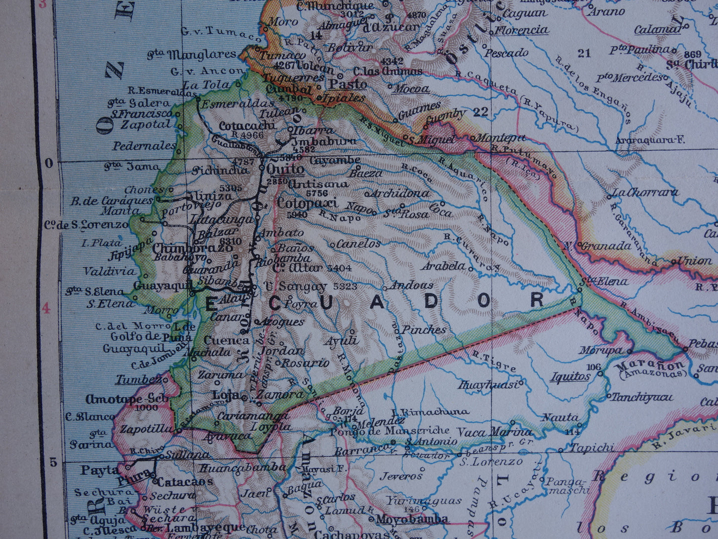 Old map Venezuela Colombia Ecuador Peru historical map old vintage maps