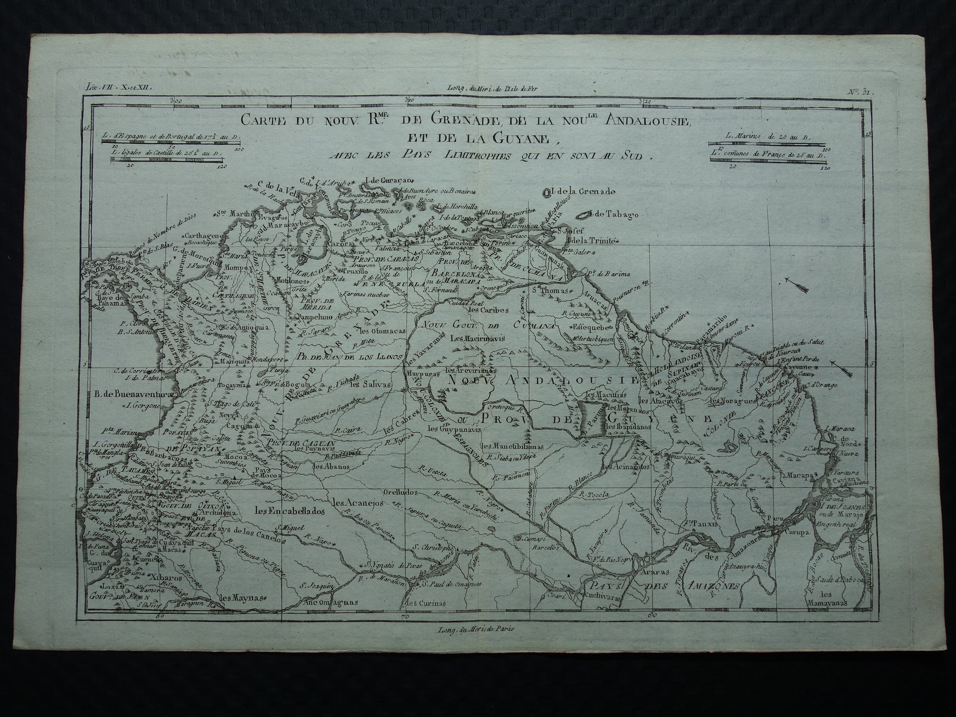  Carte du Nouv. Rme. de Grenade, de la Noules Andalousie er de la Guyane, avec les Pays limitrophes qui en sont au Sud Bonne Raynal 1784 map