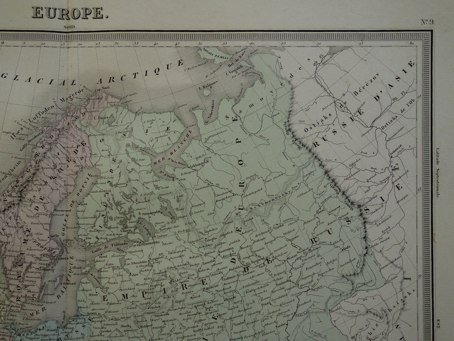 EUROPE Large old map continent Europe antique map from 1858 Vintage French map